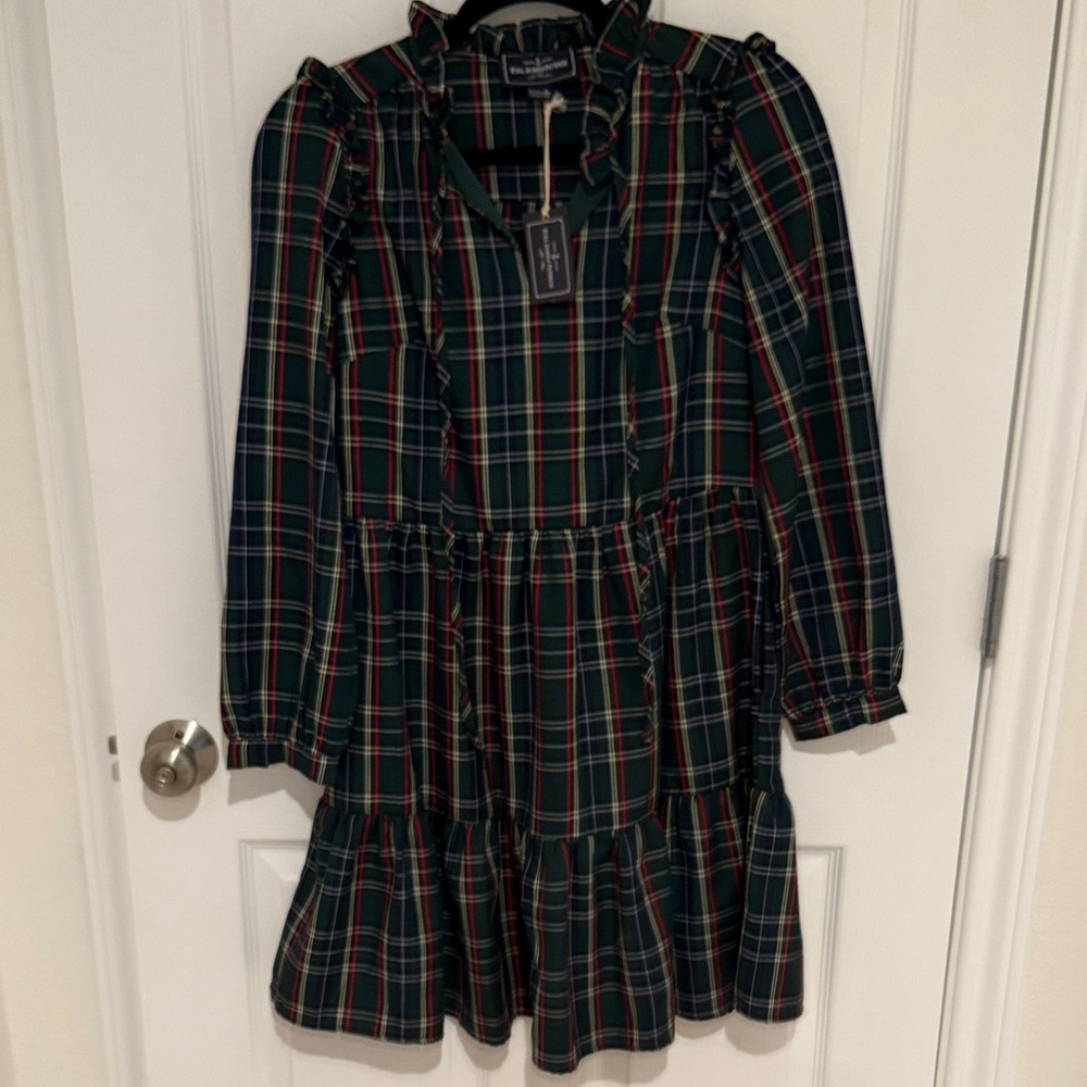 Kiel James Patrick Green and Red Plaid Petite Dress.  Adult Petite